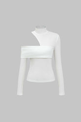 Solid Asymmetrical Long-Sleeve Top